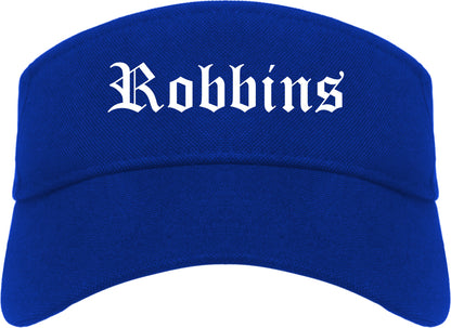Robbins Illinois IL Old English Mens Visor Cap Hat Royal Blue