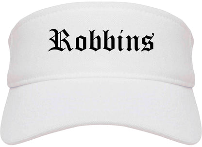 Robbins Illinois IL Old English Mens Visor Cap Hat White
