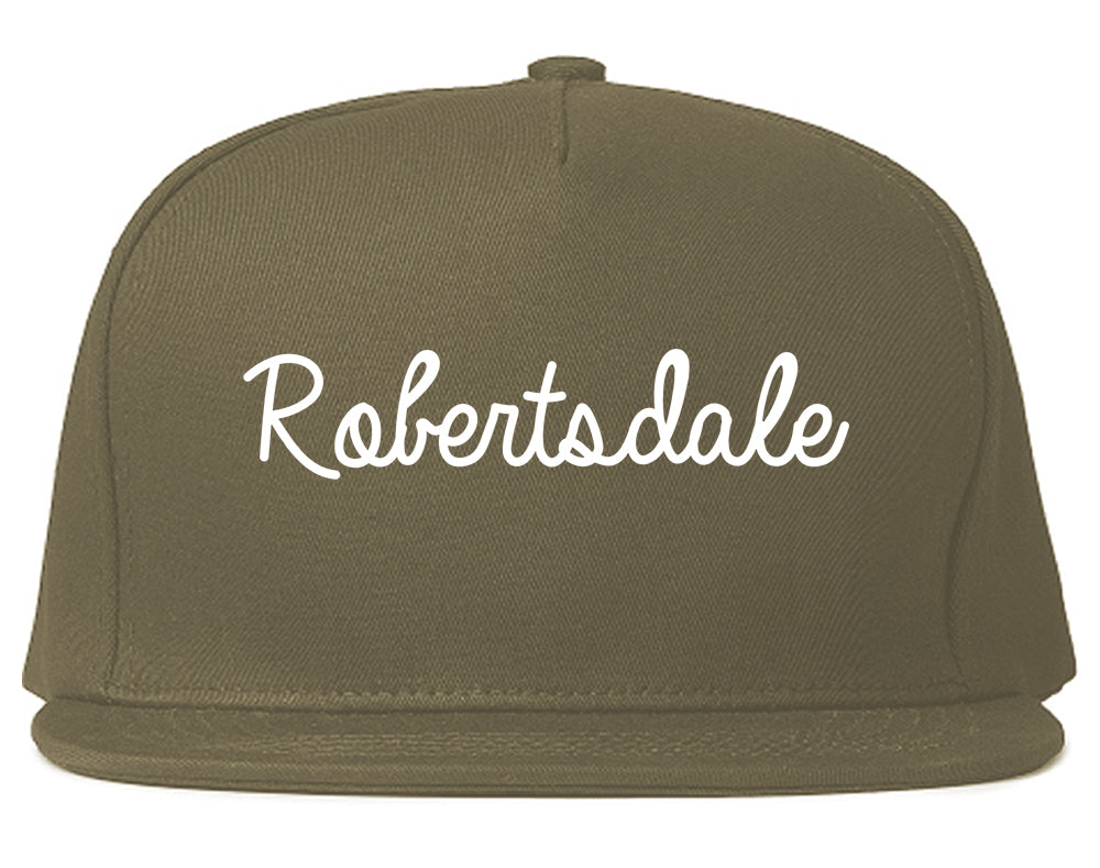 Robertsdale Alabama AL Script Mens Snapback Hat Grey