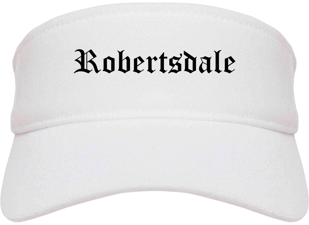 Robertsdale Alabama AL Old English Mens Visor Cap Hat White