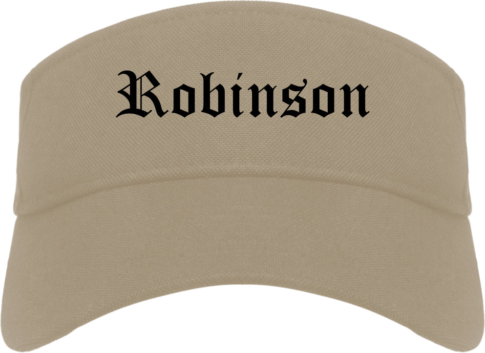 Robinson Illinois IL Old English Mens Visor Cap Hat Khaki