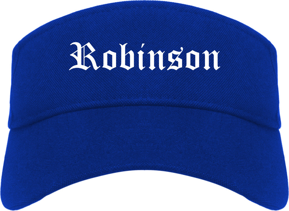 Robinson Illinois IL Old English Mens Visor Cap Hat Royal Blue