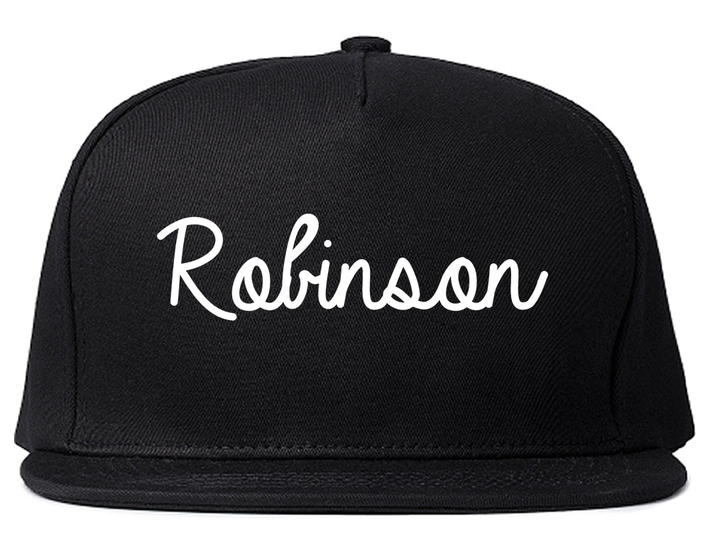 Robinson Texas TX Script Mens Snapback Hat Black