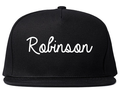 Robinson Texas TX Script Mens Snapback Hat Black