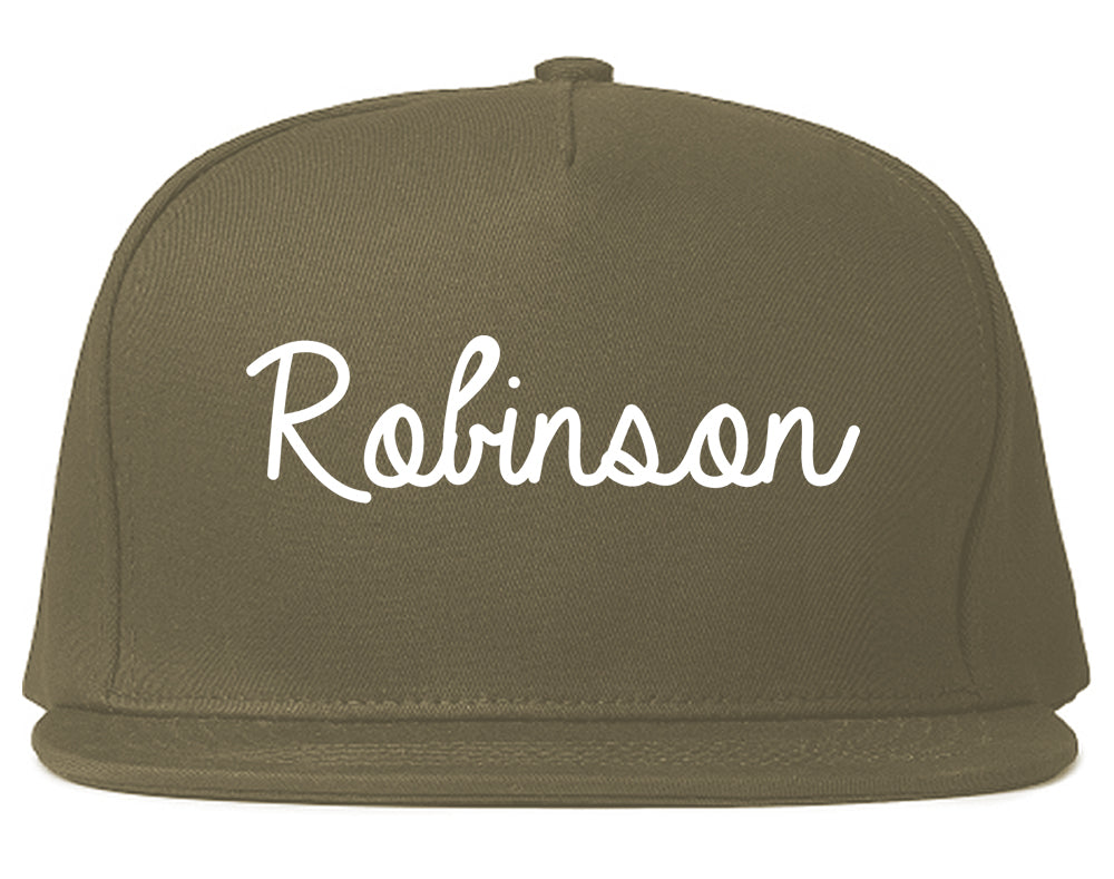 Robinson Texas TX Script Mens Snapback Hat Grey