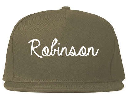 Robinson Texas TX Script Mens Snapback Hat Grey