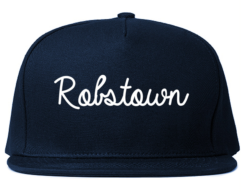Robstown Texas TX Script Mens Snapback Hat Navy Blue