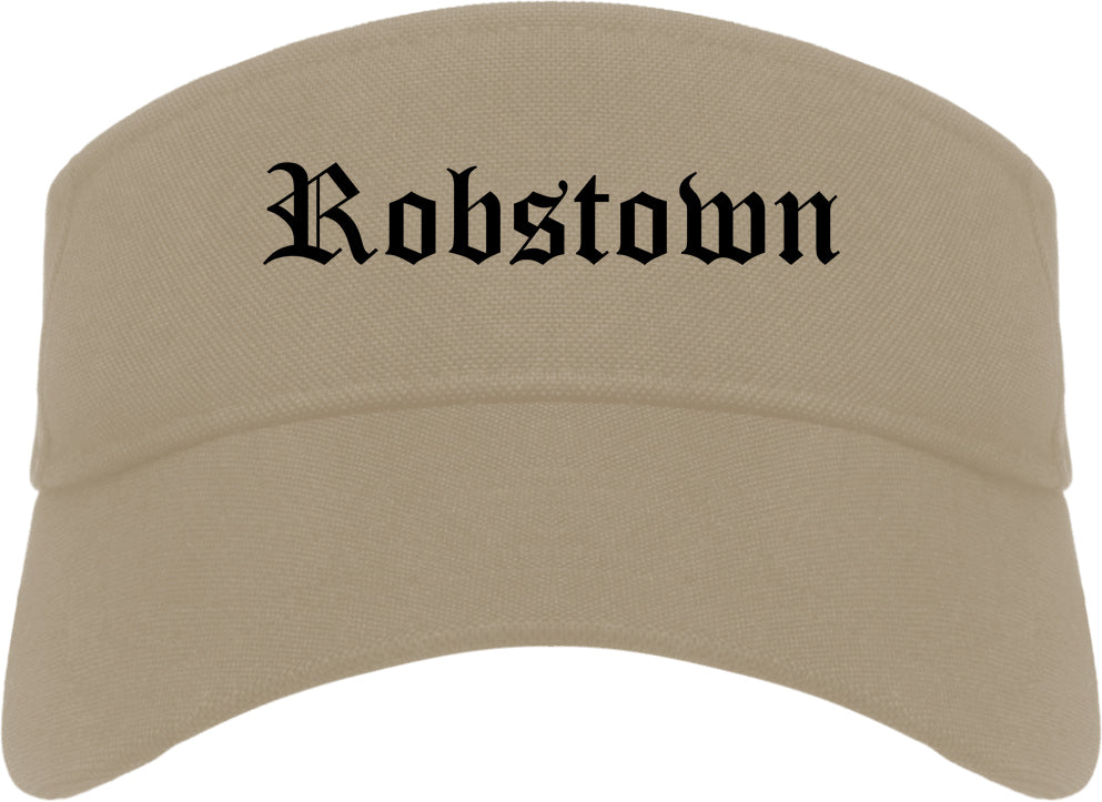 Robstown Texas TX Old English Mens Visor Cap Hat Khaki