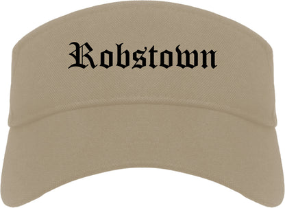 Robstown Texas TX Old English Mens Visor Cap Hat Khaki