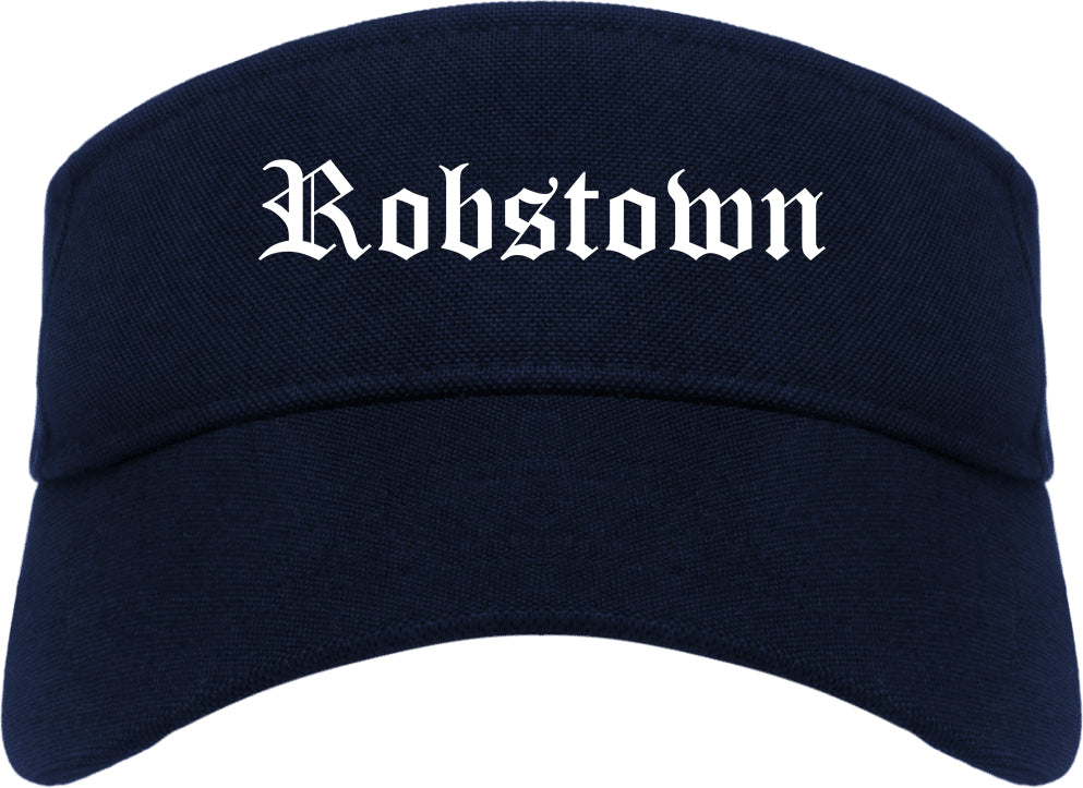 Robstown Texas TX Old English Mens Visor Cap Hat Navy Blue