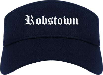 Robstown Texas TX Old English Mens Visor Cap Hat Navy Blue