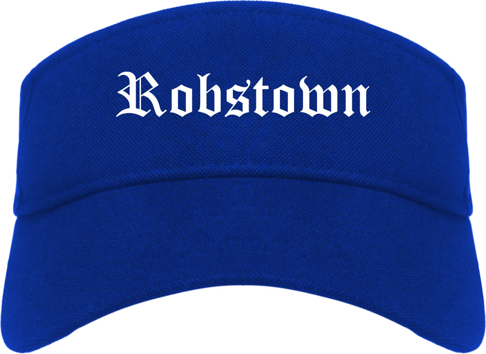 Robstown Texas TX Old English Mens Visor Cap Hat Royal Blue