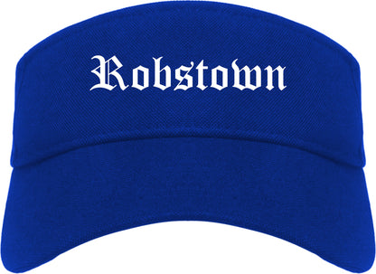 Robstown Texas TX Old English Mens Visor Cap Hat Royal Blue