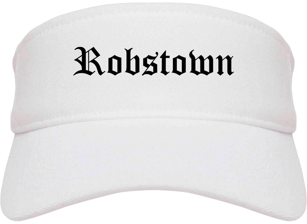 Robstown Texas TX Old English Mens Visor Cap Hat White