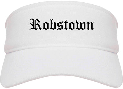 Robstown Texas TX Old English Mens Visor Cap Hat White