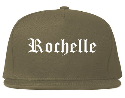 Rochelle Illinois IL Old English Mens Snapback Hat Grey