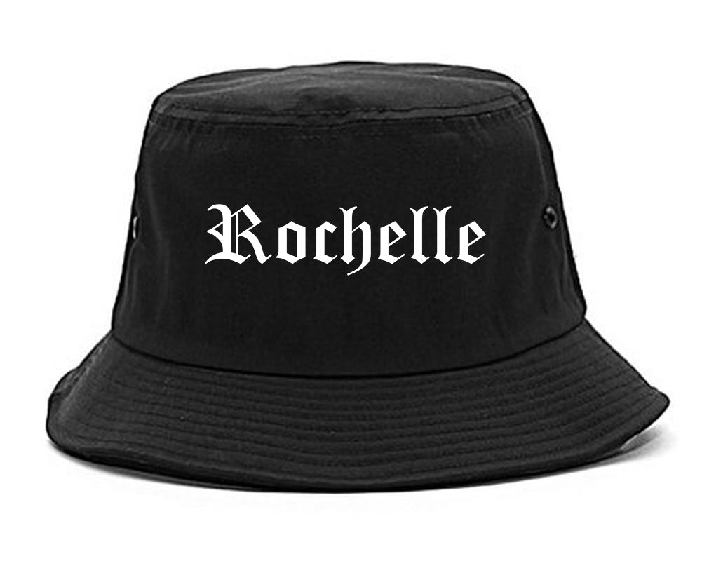 Rochelle Illinois IL Old English Mens Bucket Hat Black