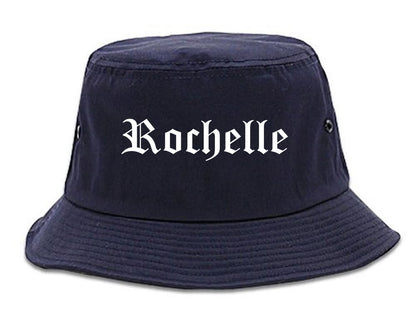 Rochelle Illinois IL Old English Mens Bucket Hat Navy Blue