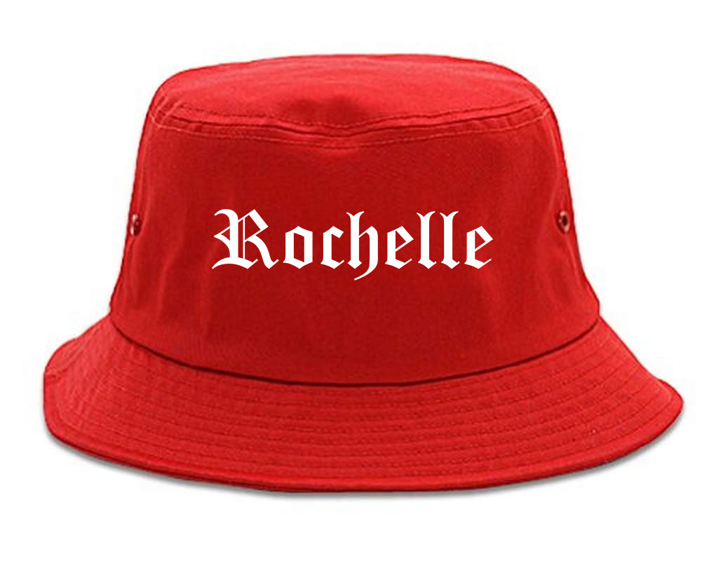Rochelle Illinois IL Old English Mens Bucket Hat Red