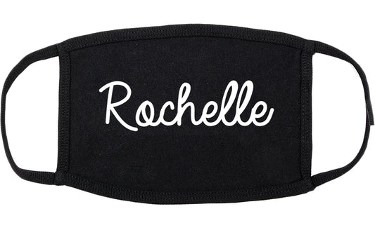 Rochelle Illinois IL Script Cotton Face Mask Black