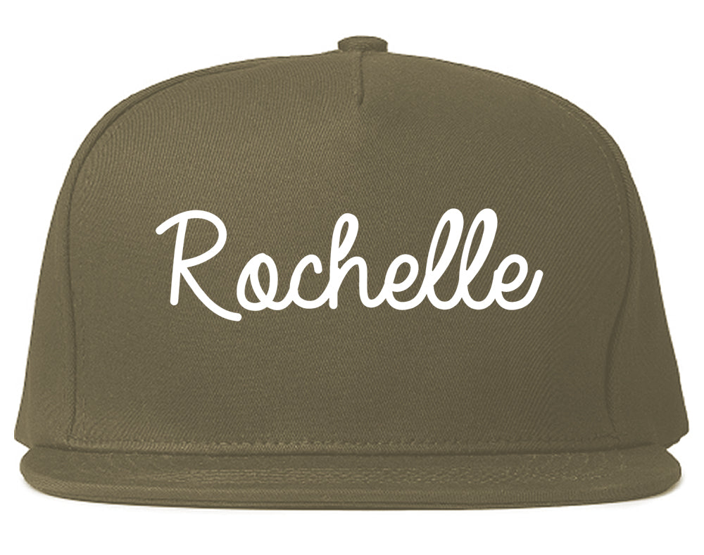 Rochelle Illinois IL Script Mens Snapback Hat Grey