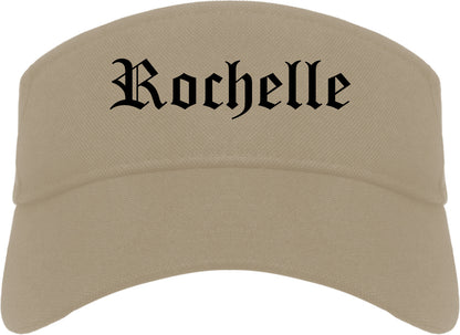Rochelle Illinois IL Old English Mens Visor Cap Hat Khaki
