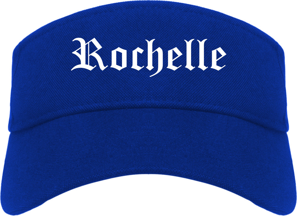 Rochelle Illinois IL Old English Mens Visor Cap Hat Royal Blue
