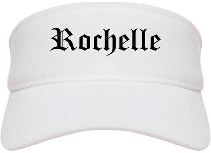 Rochelle Illinois IL Old English Mens Visor Cap Hat White