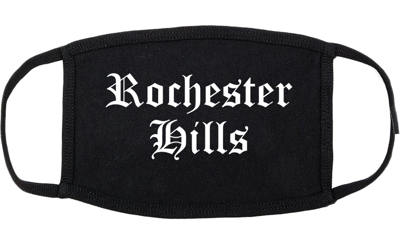 Rochester Hills Michigan MI Old English Cotton Face Mask Black