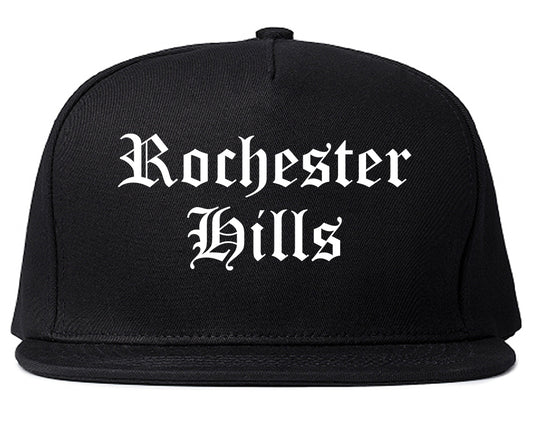 Rochester Hills Michigan MI Old English Mens Snapback Hat Black