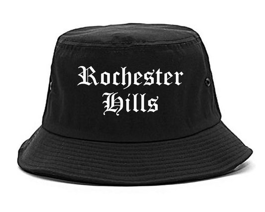 Rochester Hills Michigan MI Old English Mens Bucket Hat Black
