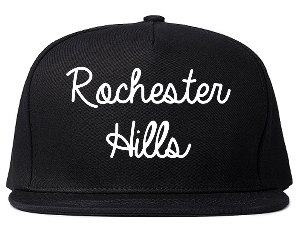 Rochester Hills Michigan MI Script Mens Snapback Hat Black