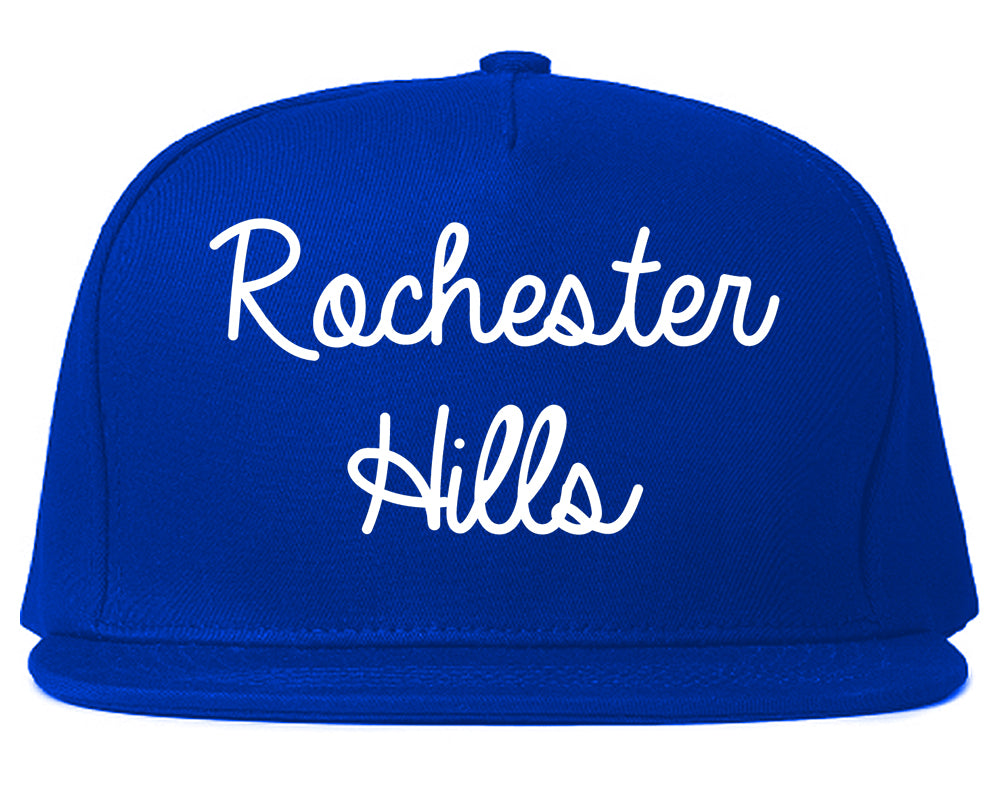 Rochester Hills Michigan MI Script Mens Snapback Hat Royal Blue