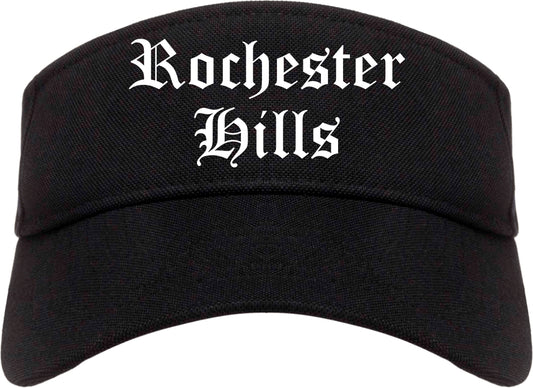 Rochester Hills Michigan MI Old English Mens Visor Cap Hat Black