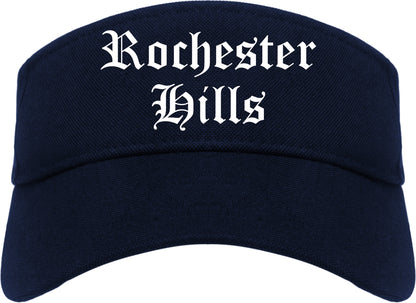 Rochester Hills Michigan MI Old English Mens Visor Cap Hat Navy Blue