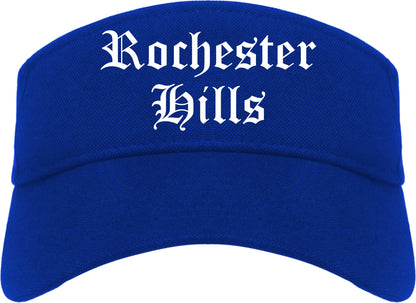 Rochester Hills Michigan MI Old English Mens Visor Cap Hat Royal Blue