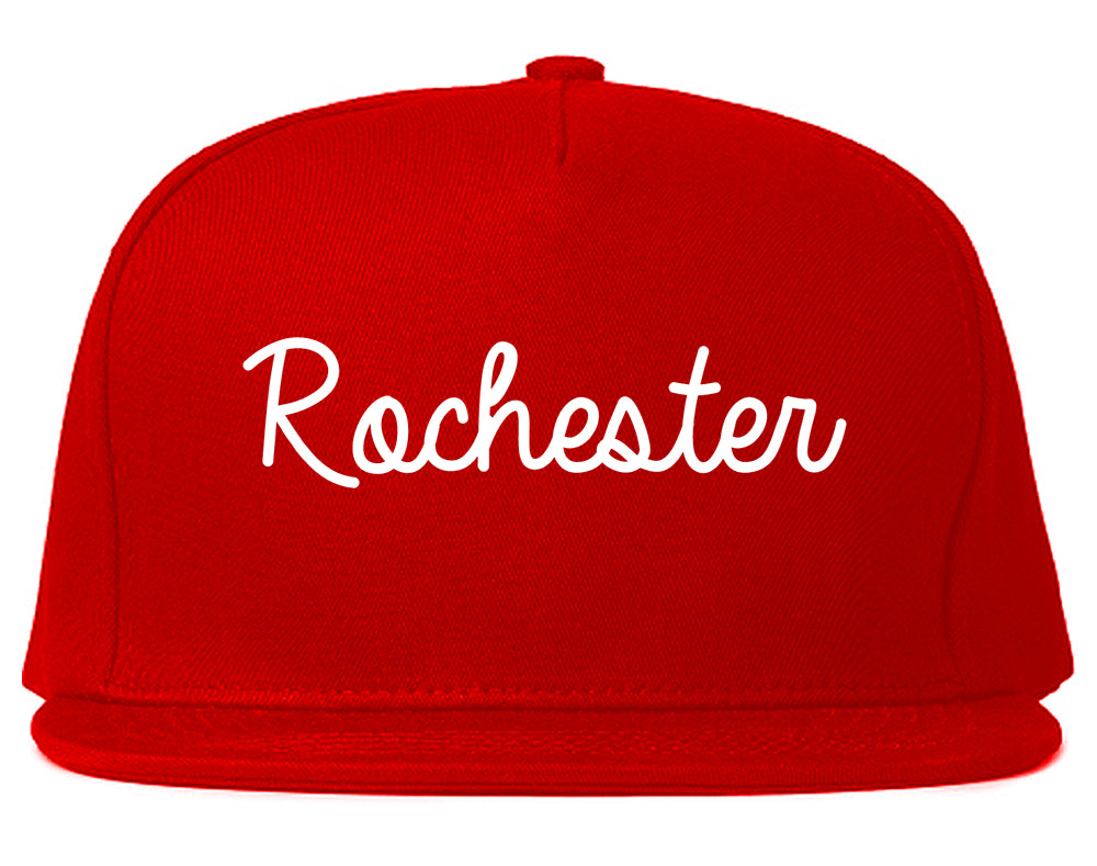 Rochester Indiana IN Script Mens Snapback Hat Red