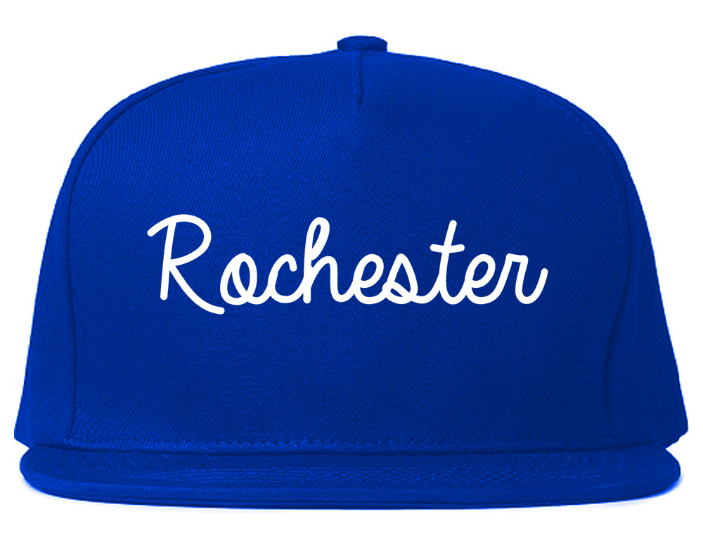 Rochester Indiana IN Script Mens Snapback Hat Royal Blue