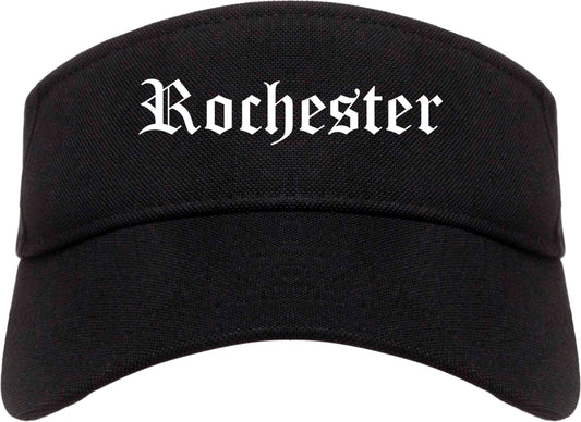 Rochester Indiana IN Old English Mens Visor Cap Hat Black