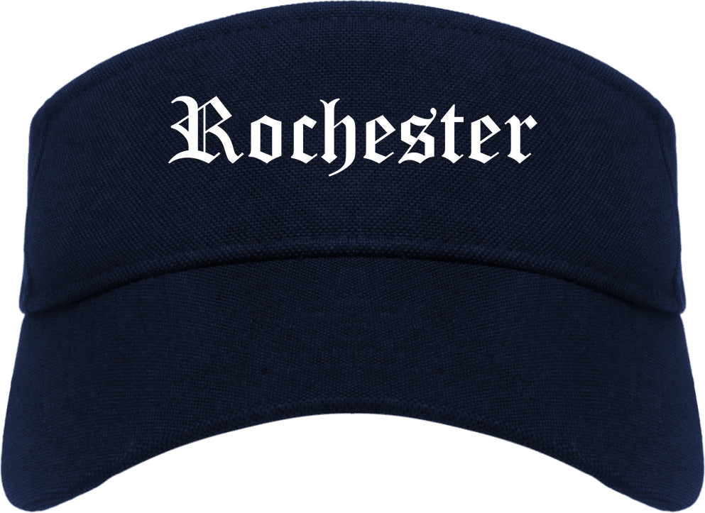 Rochester Indiana IN Old English Mens Visor Cap Hat Navy Blue