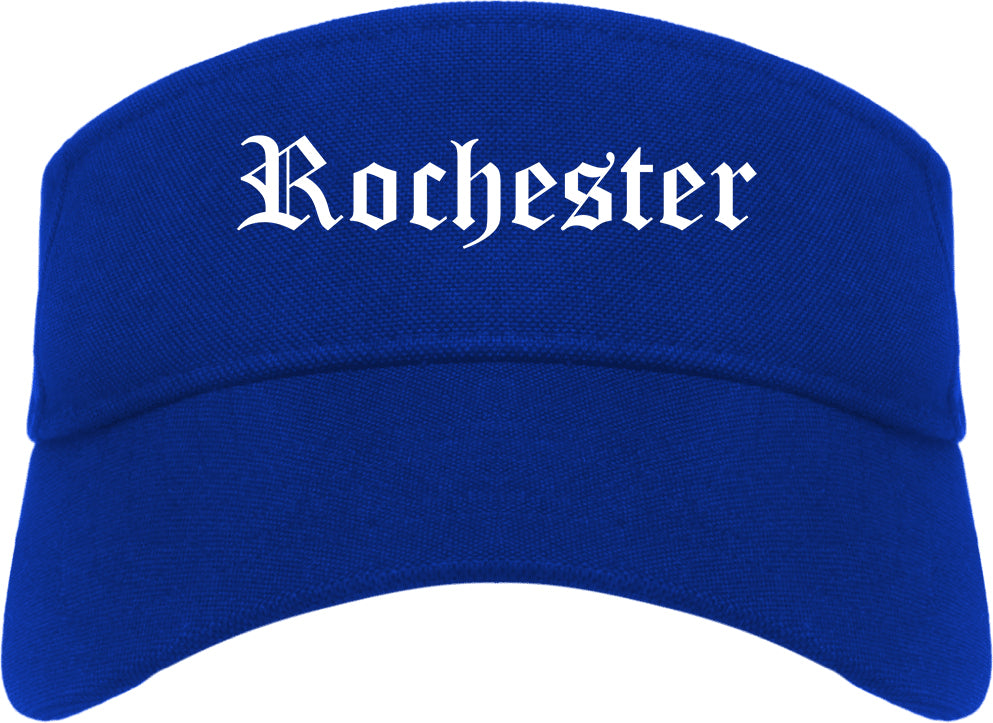 Rochester Indiana IN Old English Mens Visor Cap Hat Royal Blue