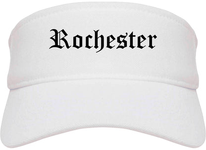 Rochester Indiana IN Old English Mens Visor Cap Hat White