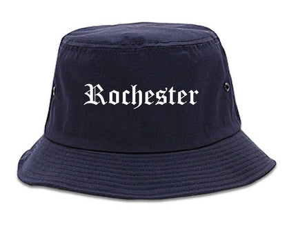 Rochester Michigan MI Old English Mens Bucket Hat Navy Blue