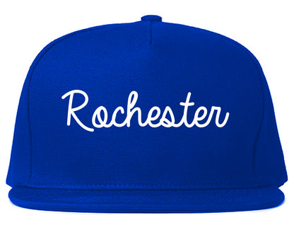 Rochester Minnesota MN Script Mens Snapback Hat Royal Blue