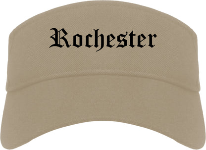 Rochester Minnesota MN Old English Mens Visor Cap Hat Khaki