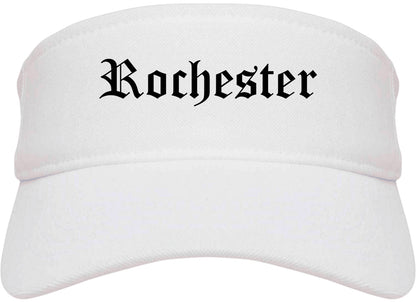 Rochester Minnesota MN Old English Mens Visor Cap Hat White