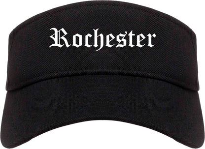 Rochester New Hampshire NH Old English Mens Visor Cap Hat Black