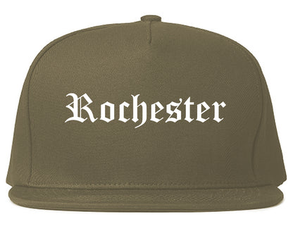 Rochester New York NY Old English Mens Snapback Hat Grey