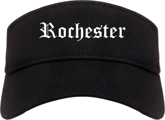 Rochester New York NY Old English Mens Visor Cap Hat Black