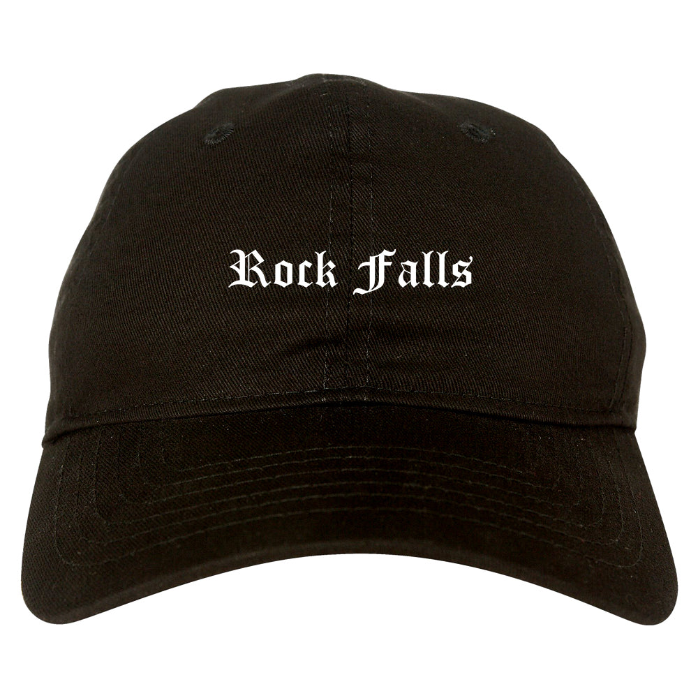 Rock Falls Illinois IL Old English Mens Dad Hat Baseball Cap Black